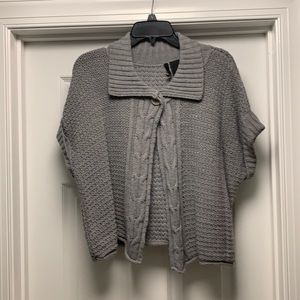 New Directions Sz L gray sweater rolled sleeve
